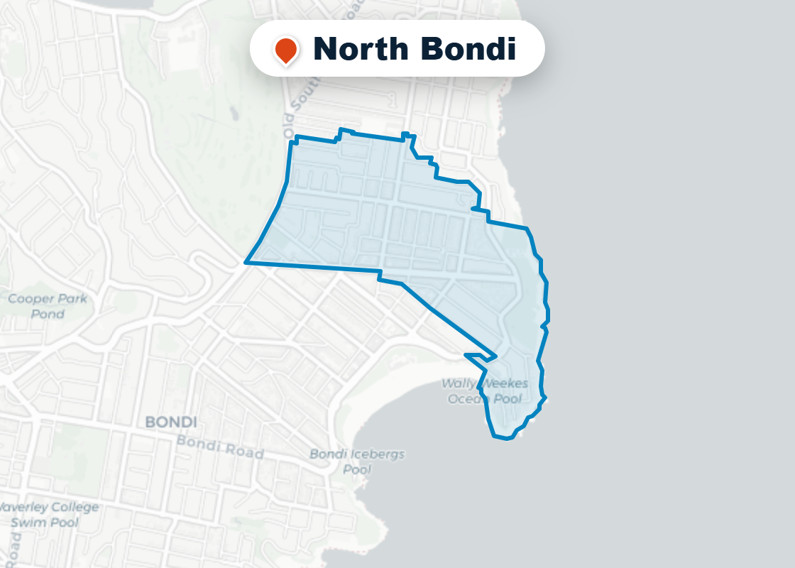 Map of Mr Splash plumbing service area in North Bondi