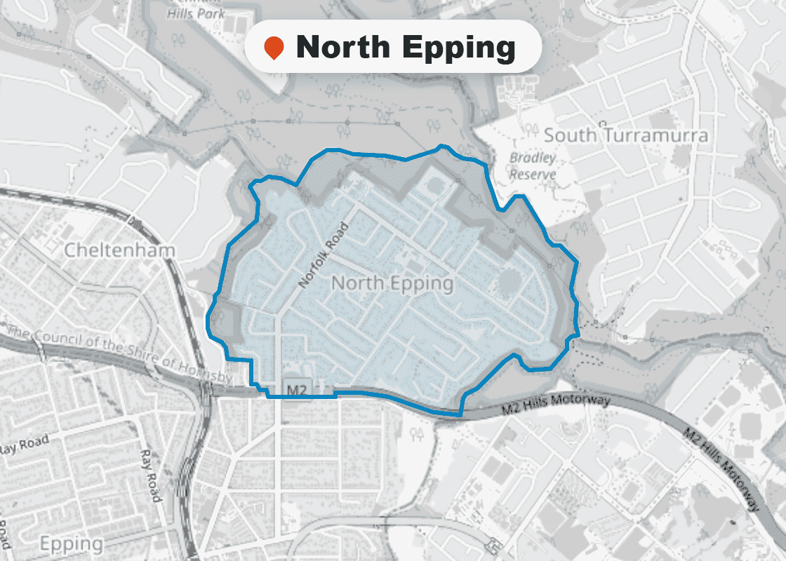 Map of Mr Splash plumbing service area in North Epping