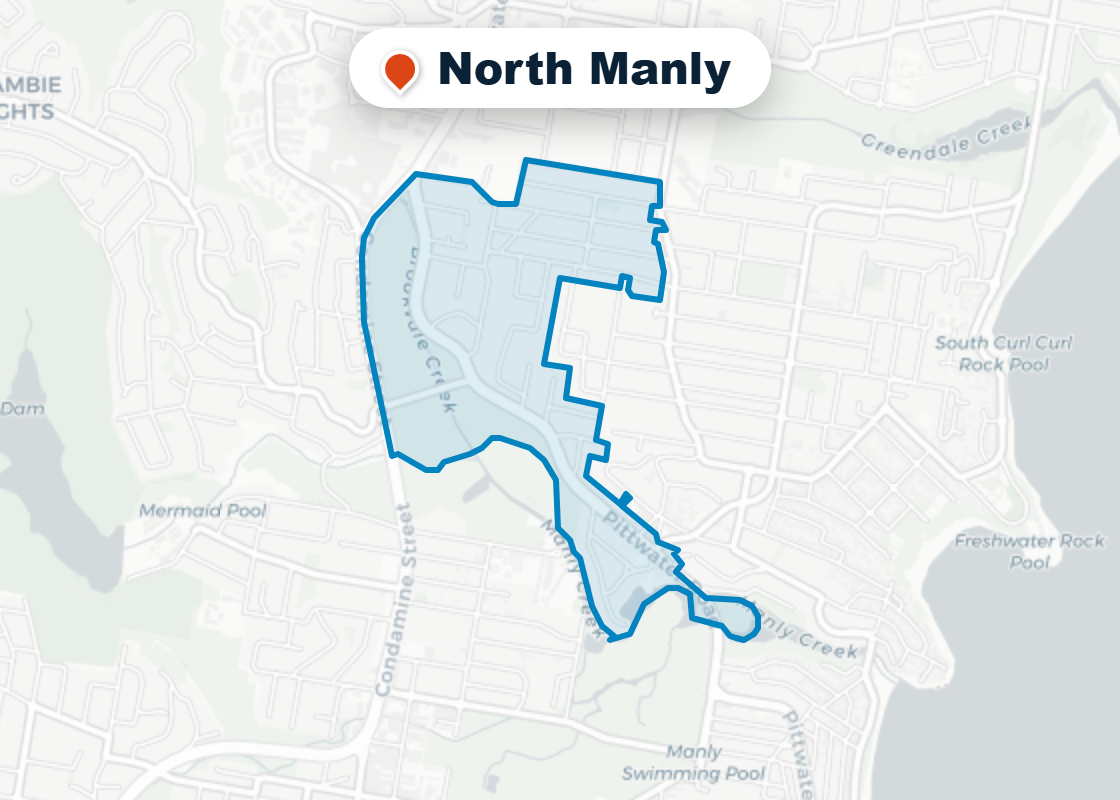 Map of Mr Splash plumbing service area in North Manly