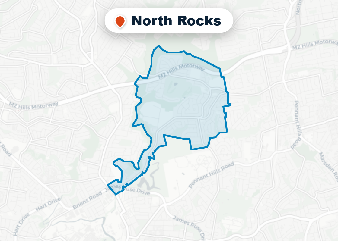 Map of Mr Splash plumbing service area in North Rocks
