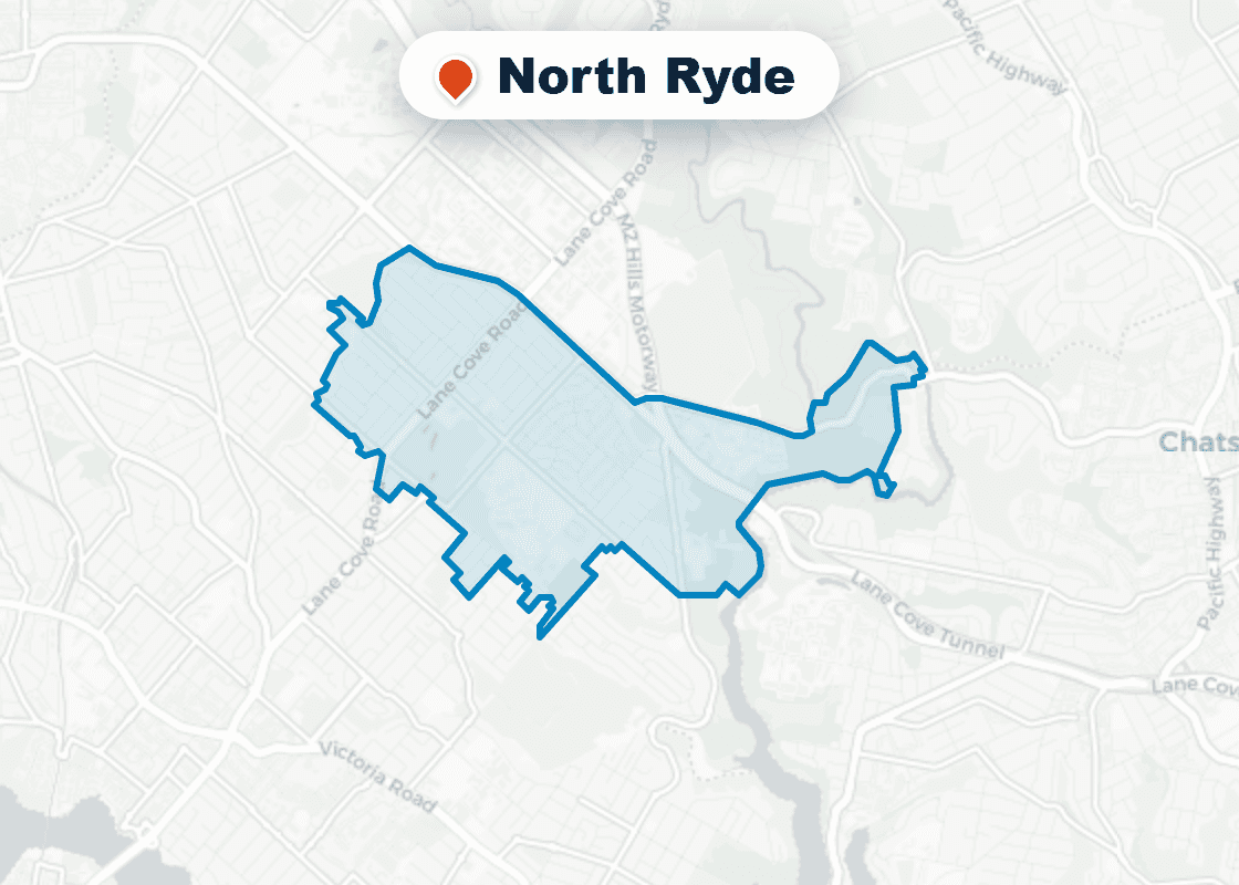 Map of Mr Splash plumbing service area in North Ryde