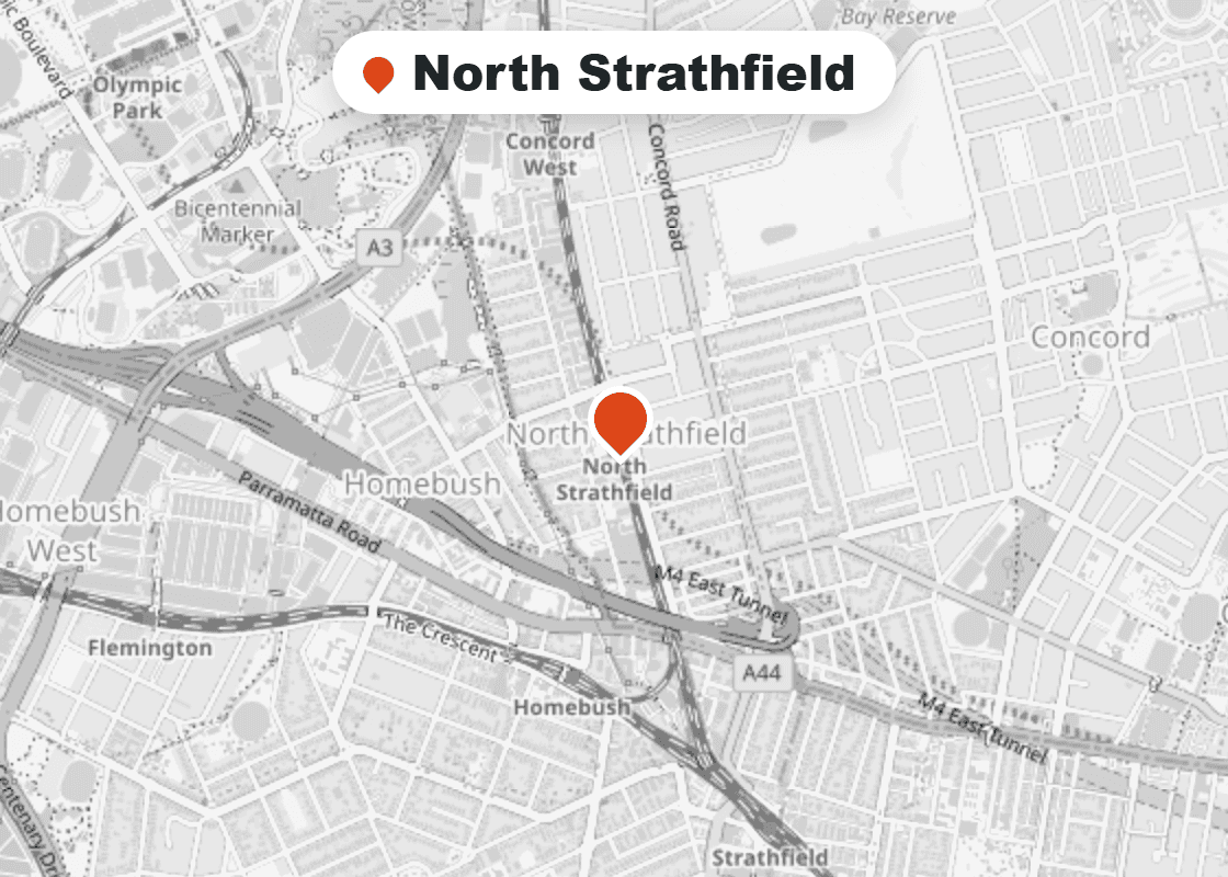 Map of Mr Splash plumbing service area in North Strathfield