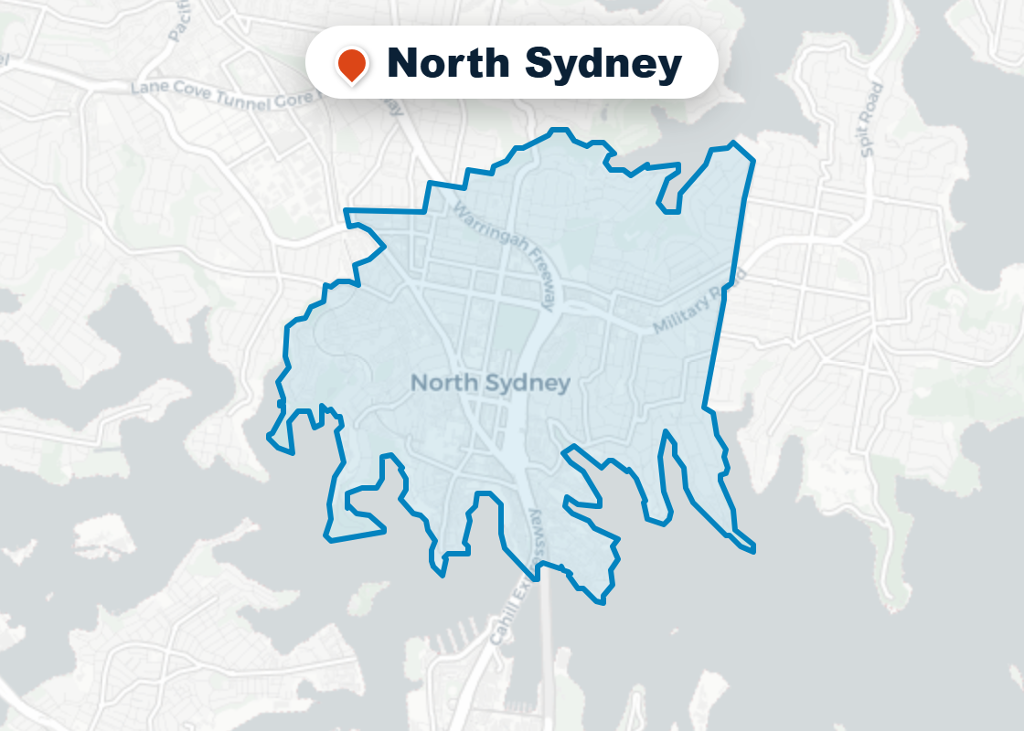 Map of Mr Splash plumbing service area in North Sydney