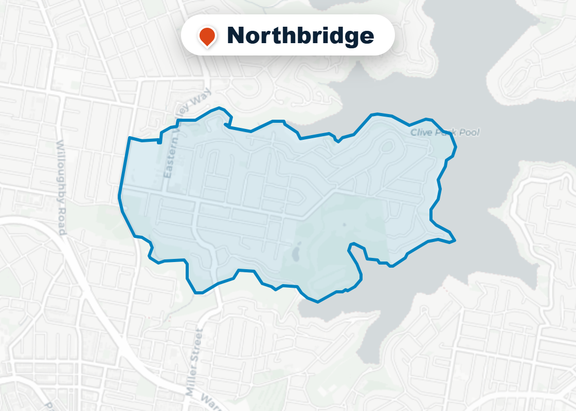 Map of Mr Splash plumbing service area in Northbridge