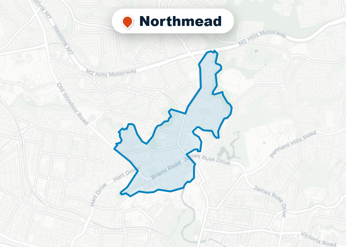 Map of Mr Splash plumbing service area in Northmead