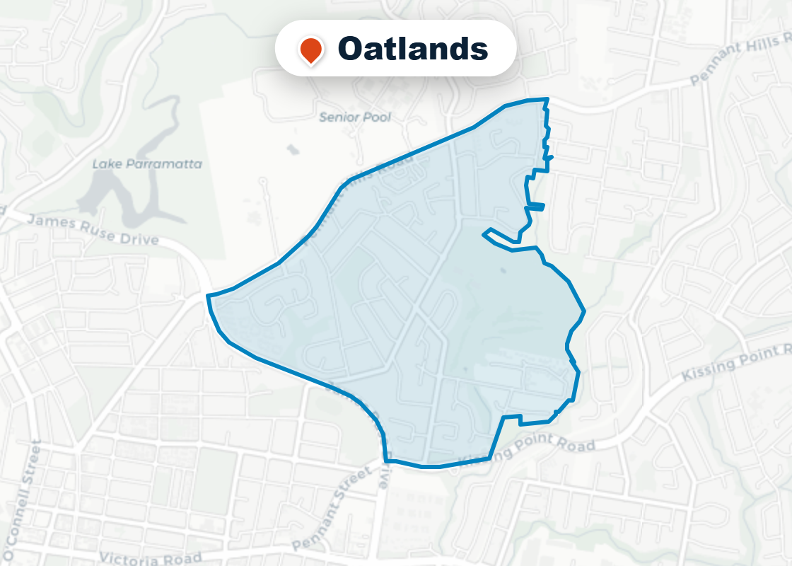 Map of Mr Splash plumbing service area in Oatlands