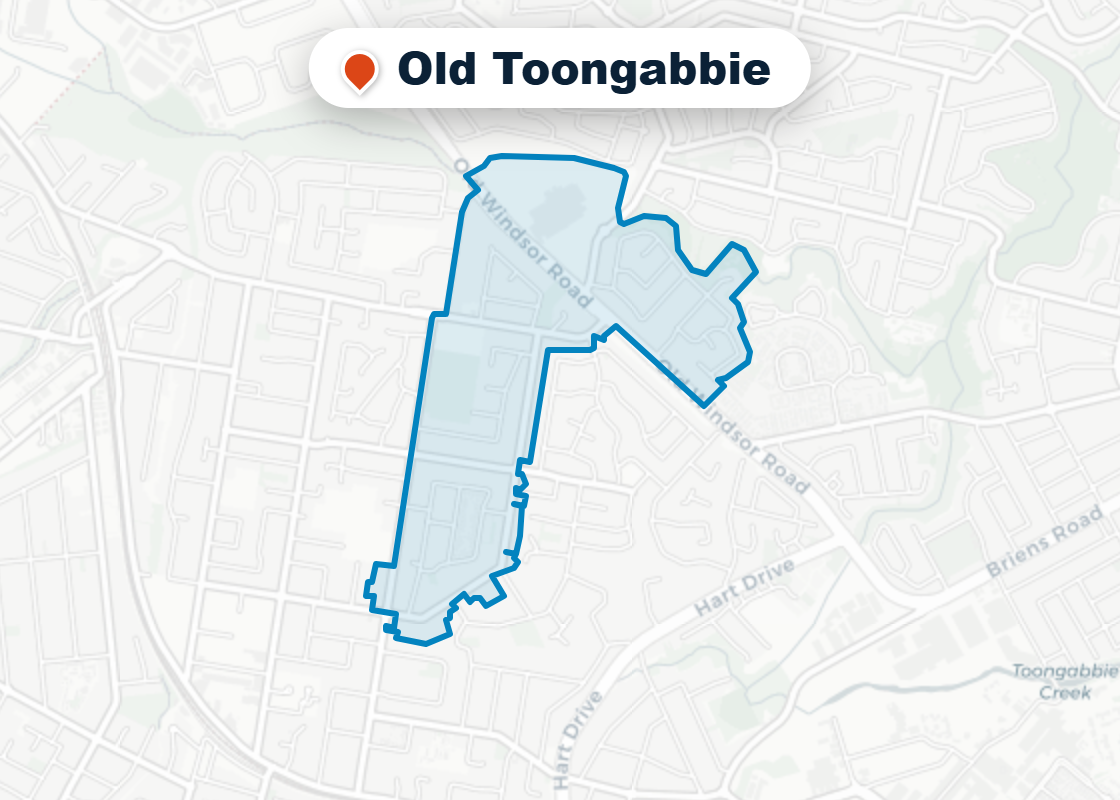 Map of Mr Splash plumbing service area in Old Toongabbie