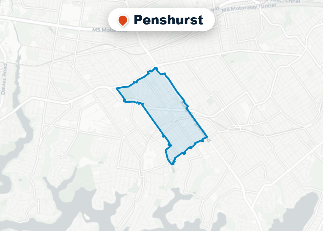 Map of Mr Splash plumbing service area in Penshurst