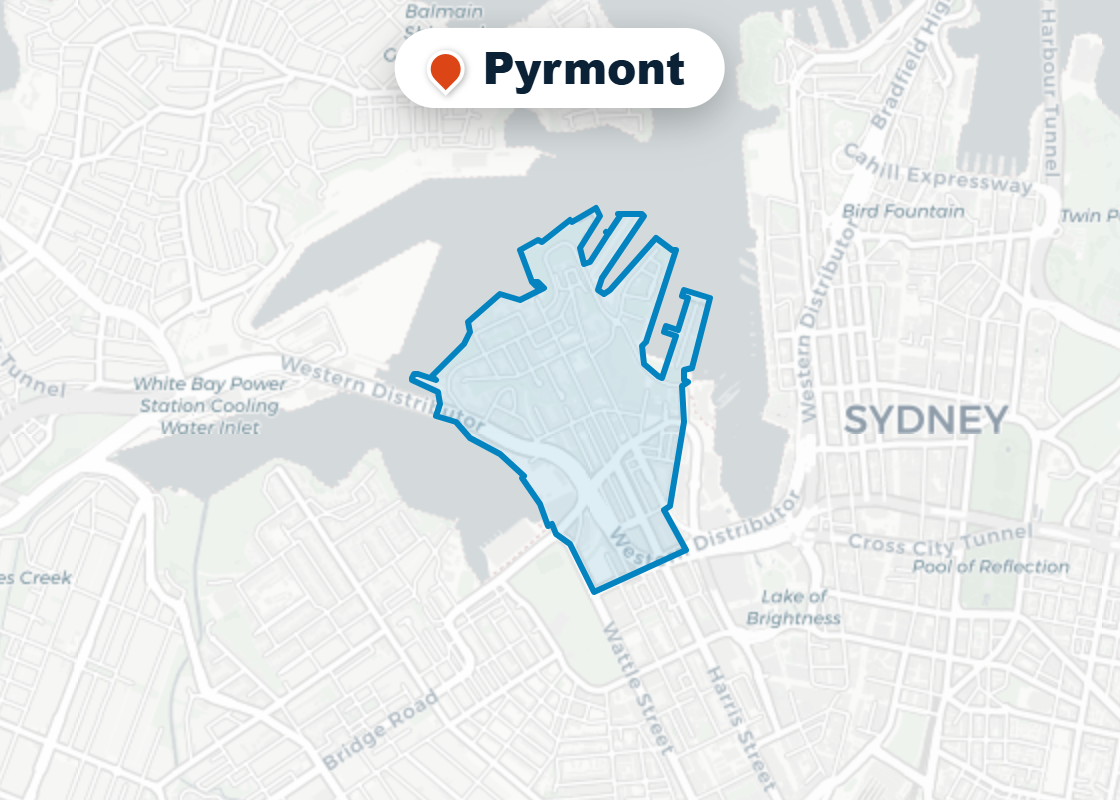 Map of Mr Splash plumbing service area in Pyrmont