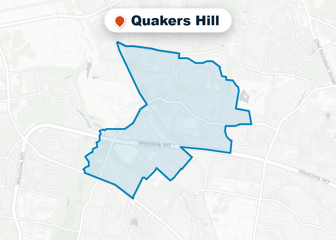 Map of Mr Splash plumbing service area in Quakers Hill