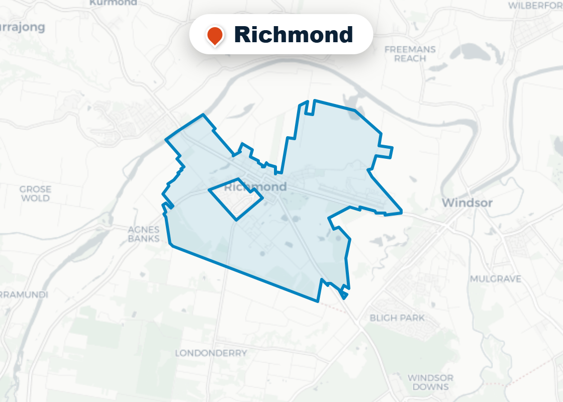 Map of Mr Splash plumbing service area in Richmond