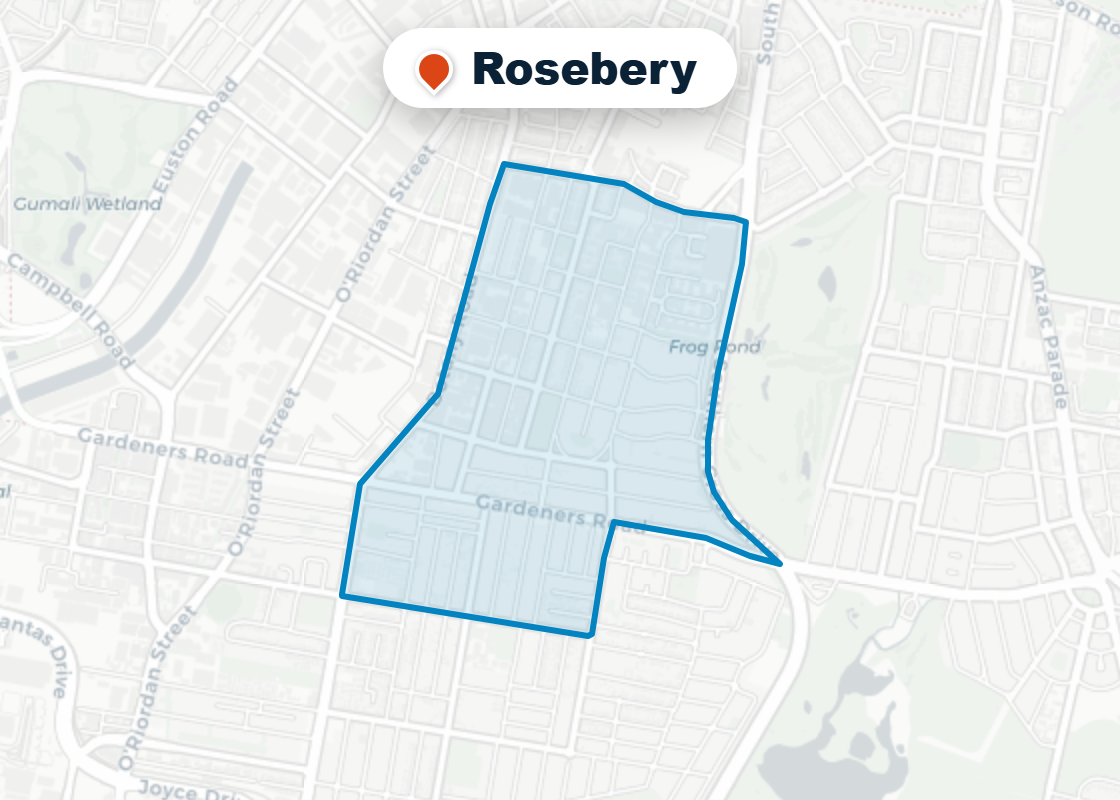 Map of Mr Splash plumbing service area in Rosebery