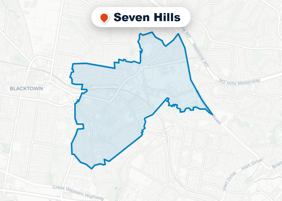 Map of Mr Splash plumbing service area in Seven Hills