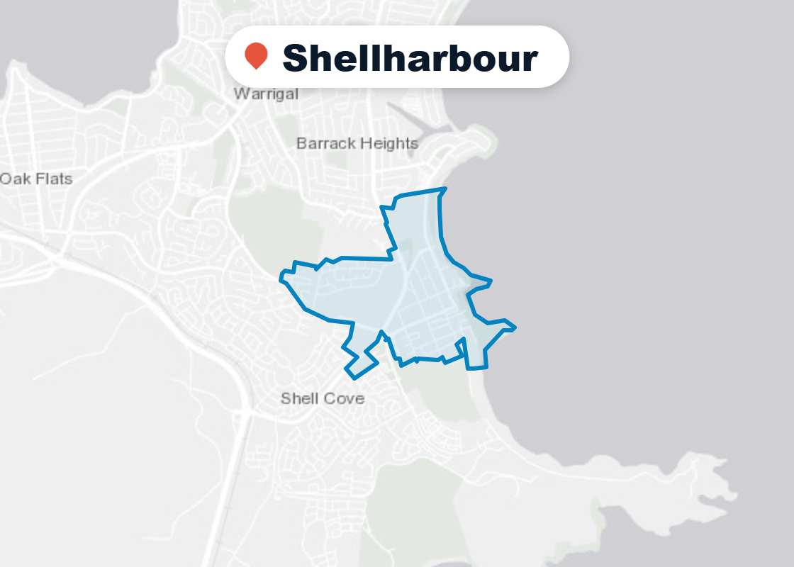 Map of Mr Splash plumbing service area in Shellharbour