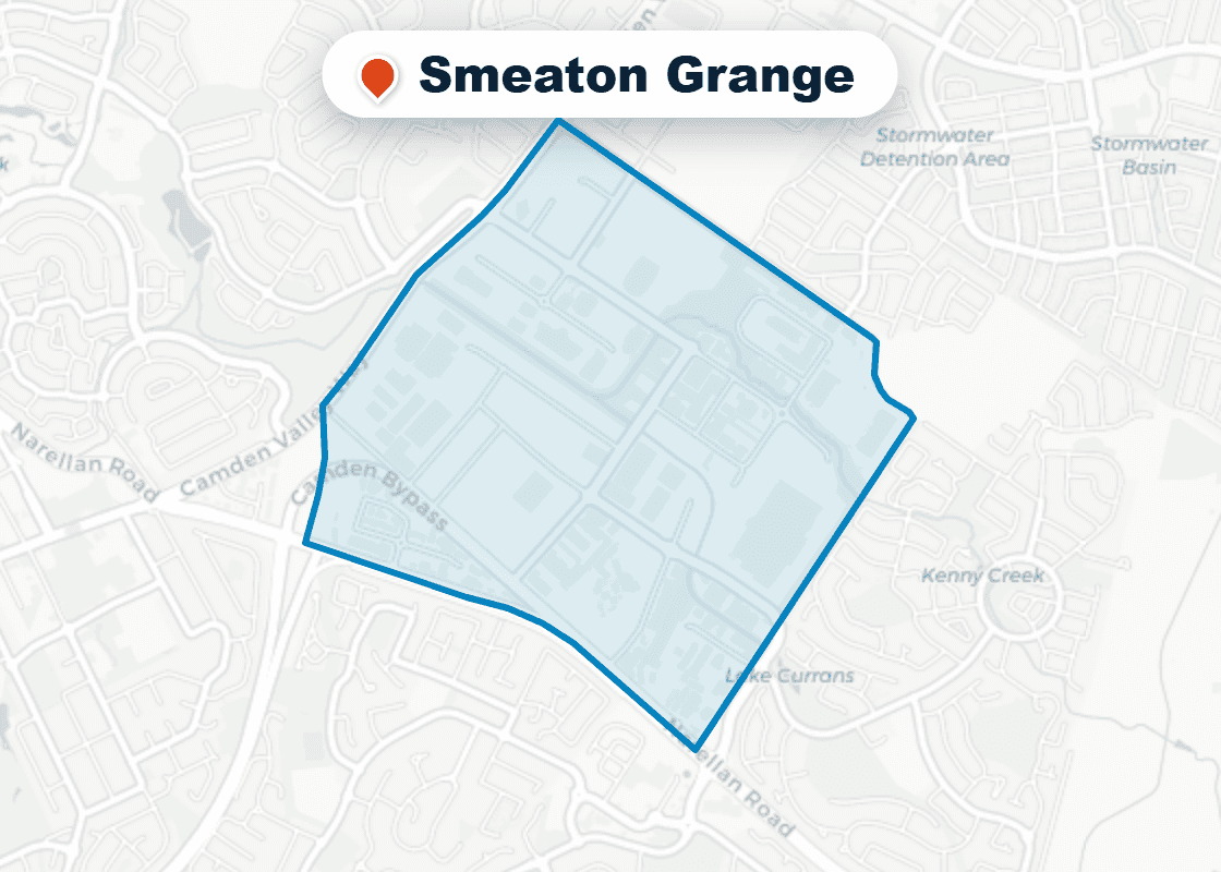 Map of Mr Splash plumbing service area in Smeaton Grange