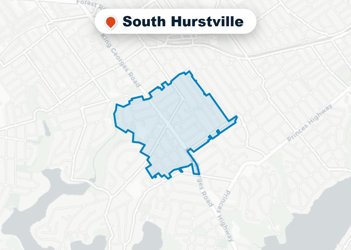 Map of Mr Splash plumbing service area in South Hurstville