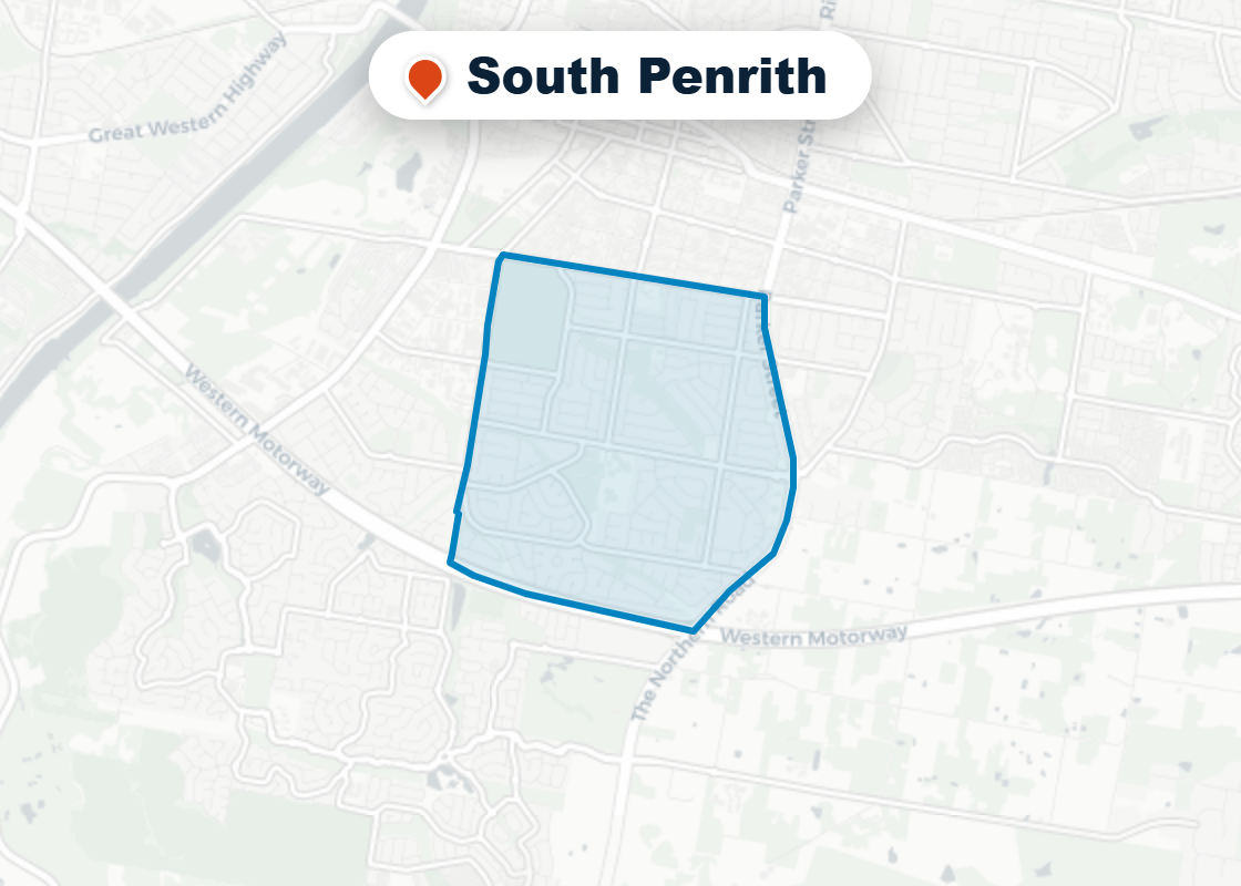 Map of Mr Splash plumbing service area in South Penrith