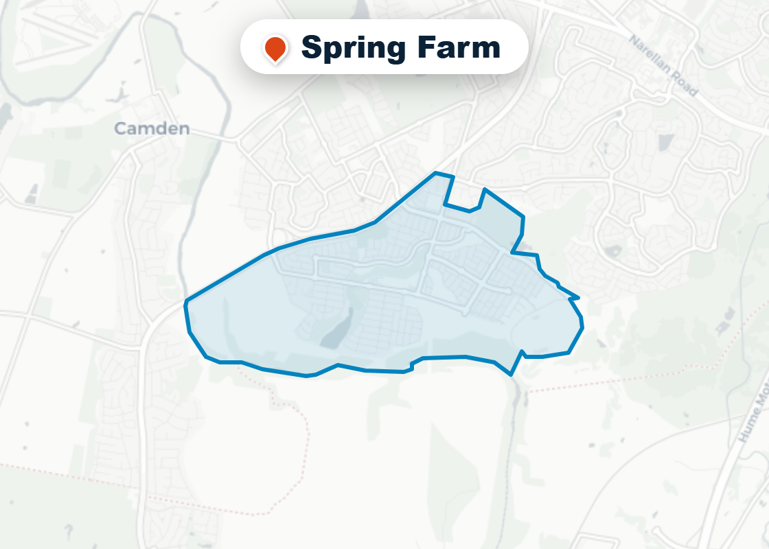Map of Mr Splash plumbing service area in Spring Farm