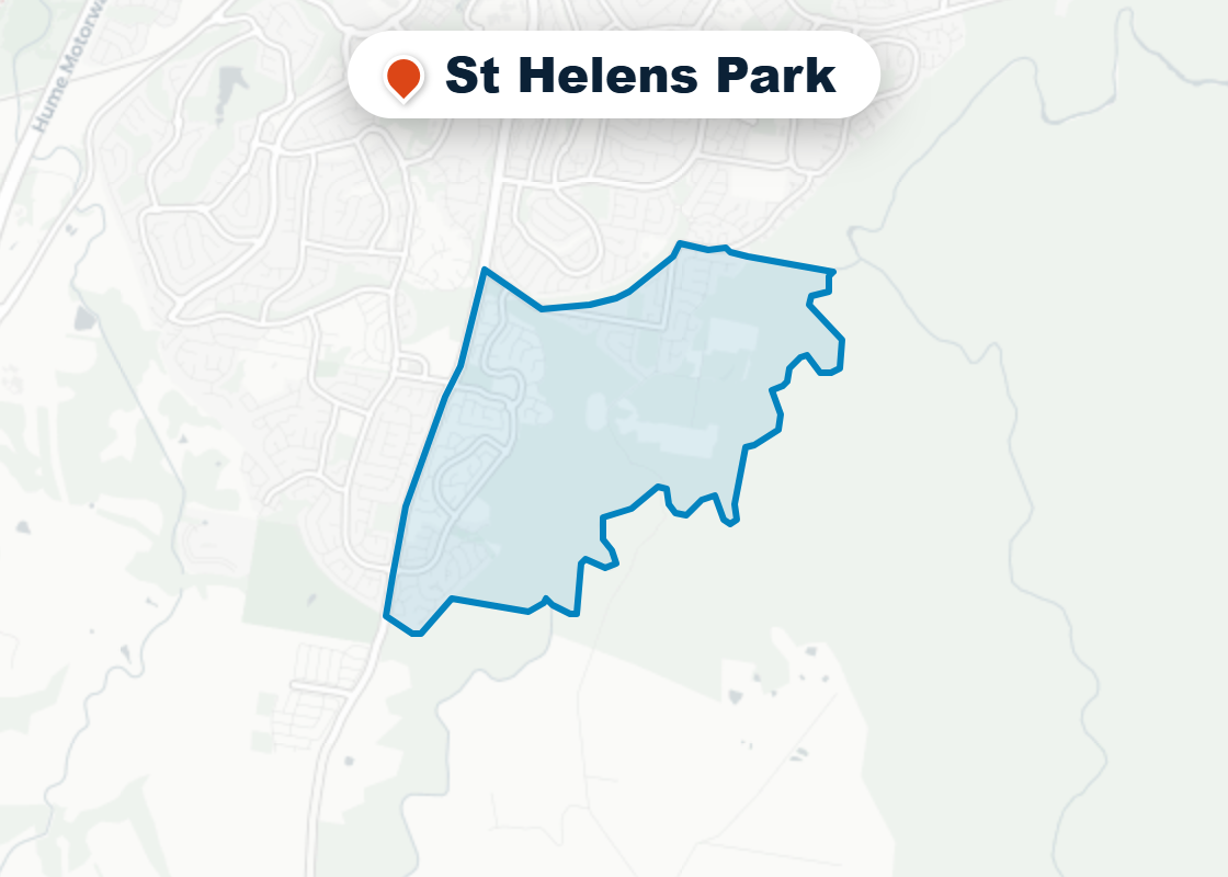 Map of Mr Splash plumbing service area in St Helens Park