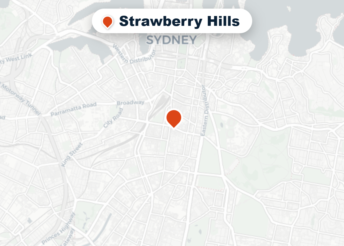 Map of Mr Splash plumbing service area in Strawberry Hills