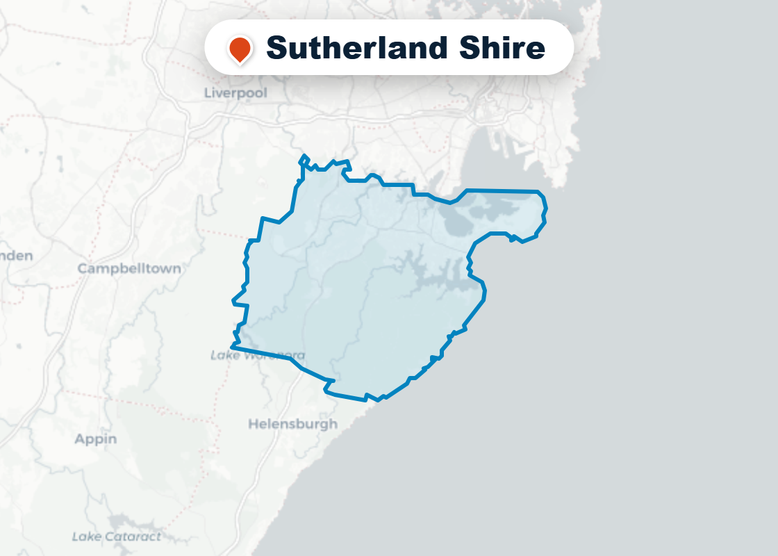 Map of Mr Splash plumbing service area in Sutherland Shire