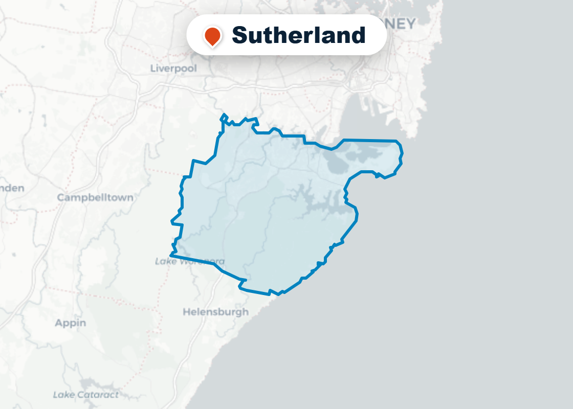 Map of Mr Splash plumbing service area in Sutherland