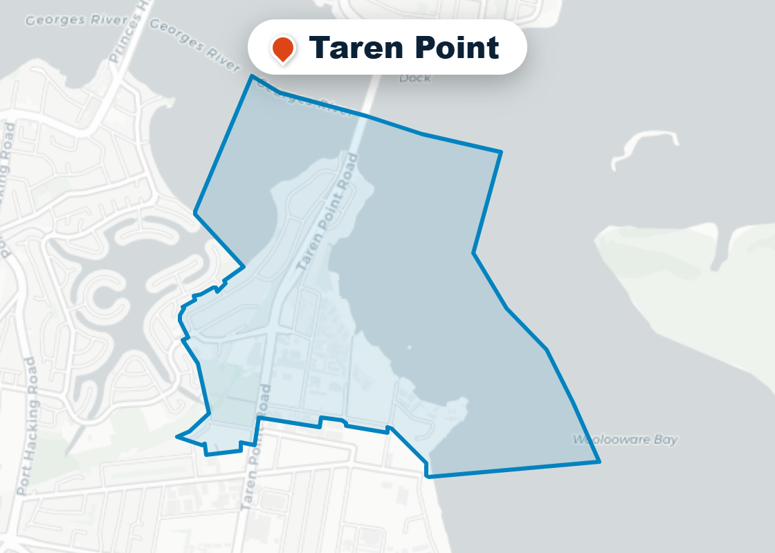 Map of Mr Splash plumbing service area in Taren Point