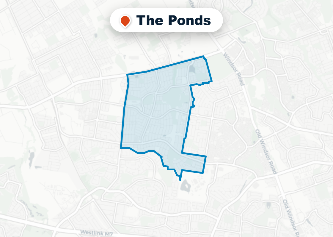 Map of Mr Splash plumbing service area in The Ponds
