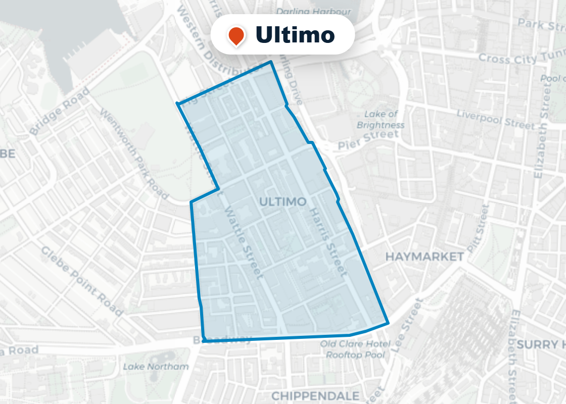 Map of Mr Splash plumbing service area in Ultimo
