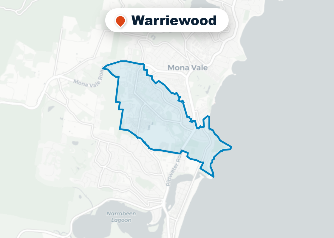 Map of Mr Splash plumbing service area in Warriewood
