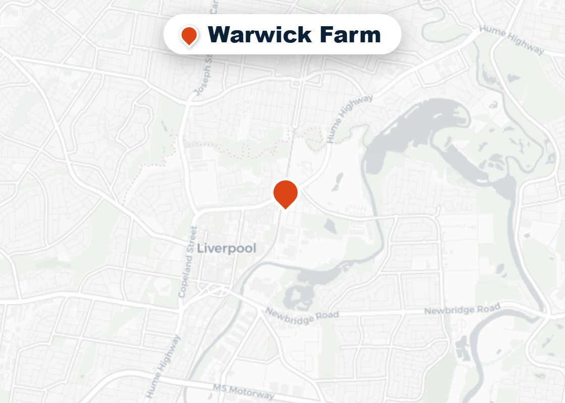 Map of Mr Splash plumbing service area in Warwick Farm