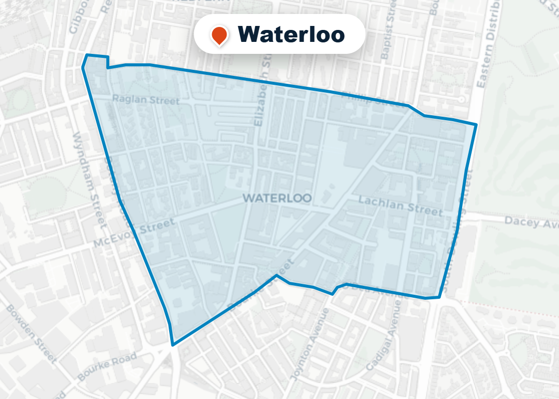 Map of Mr Splash plumbing service area in Waterloo