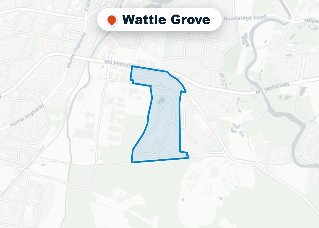 Map of Mr Splash plumbing service area in Wattle Grove