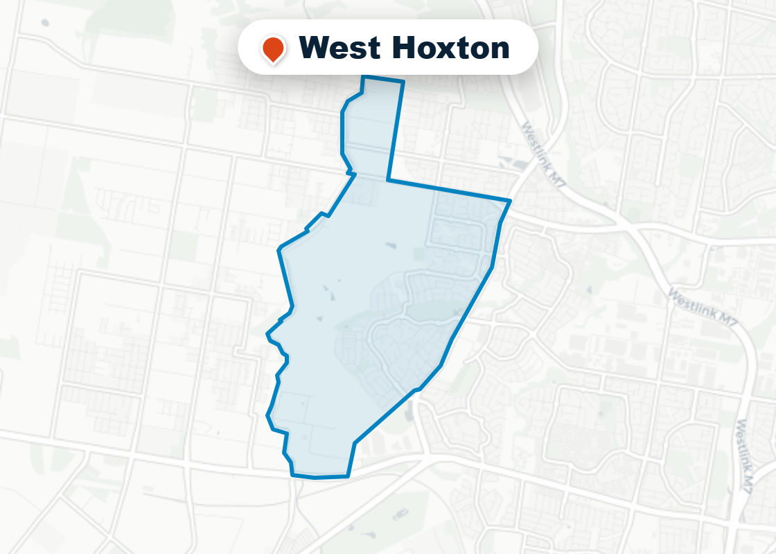 Map of Mr Splash plumbing service area in West Hoxton