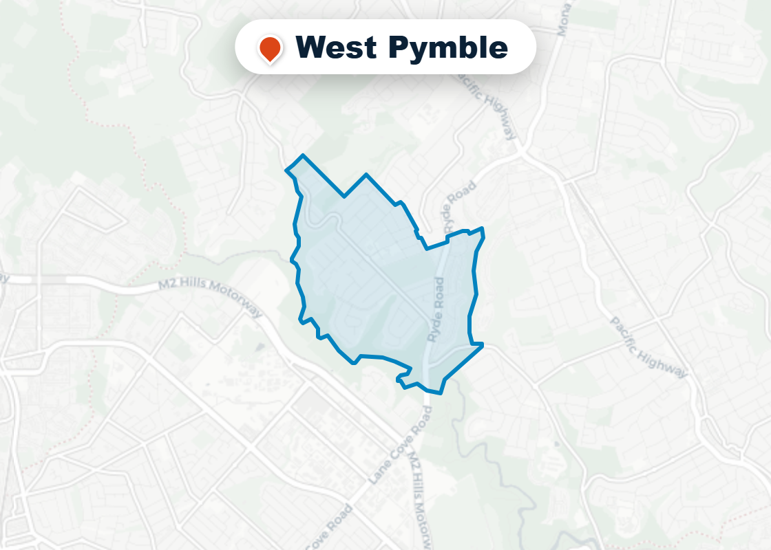 Map of Mr Splash plumbing service area in West Pymble
