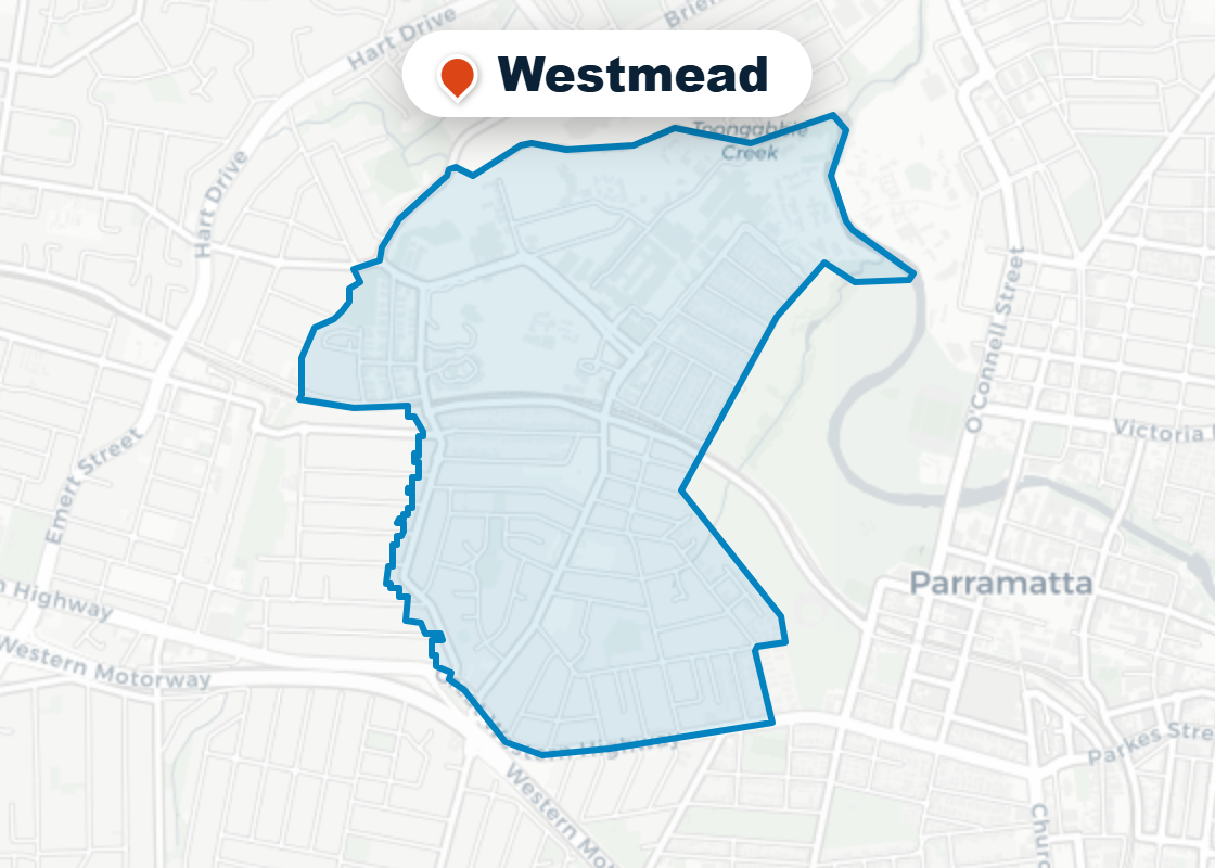 Map of Mr Splash plumbing service area in Westmead