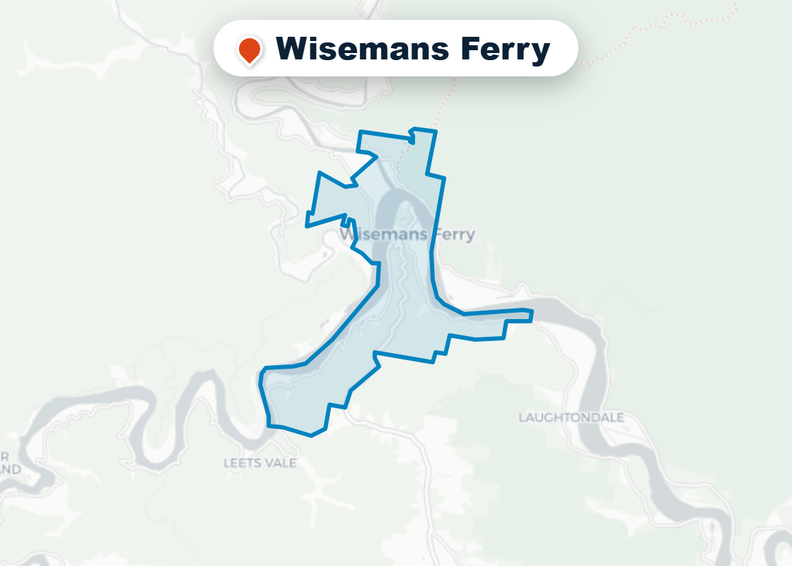 Map of Mr Splash plumbing service area in Wisemans Ferry