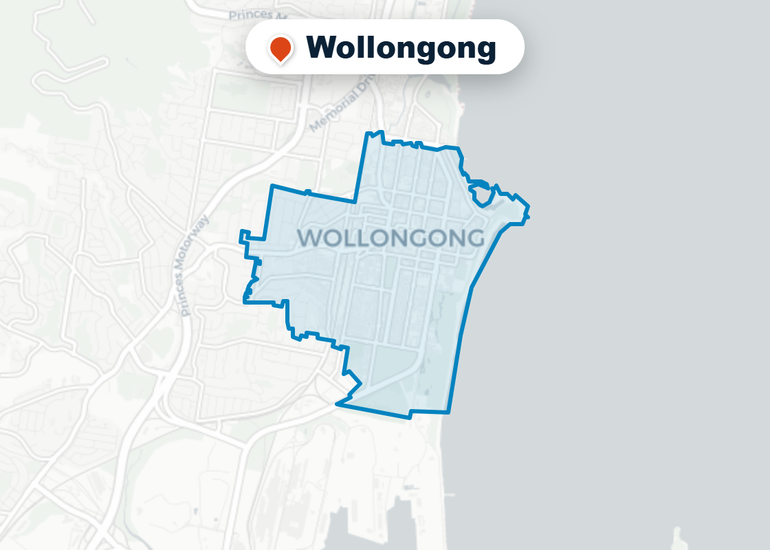 Map of Mr Splash plumbing service area in Wollongong