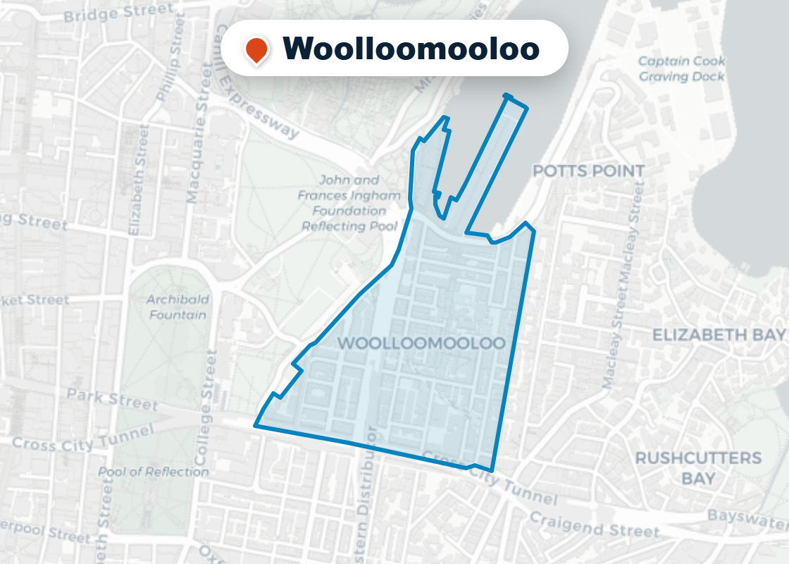Map of Mr Splash plumbing service area in Woolloomooloo