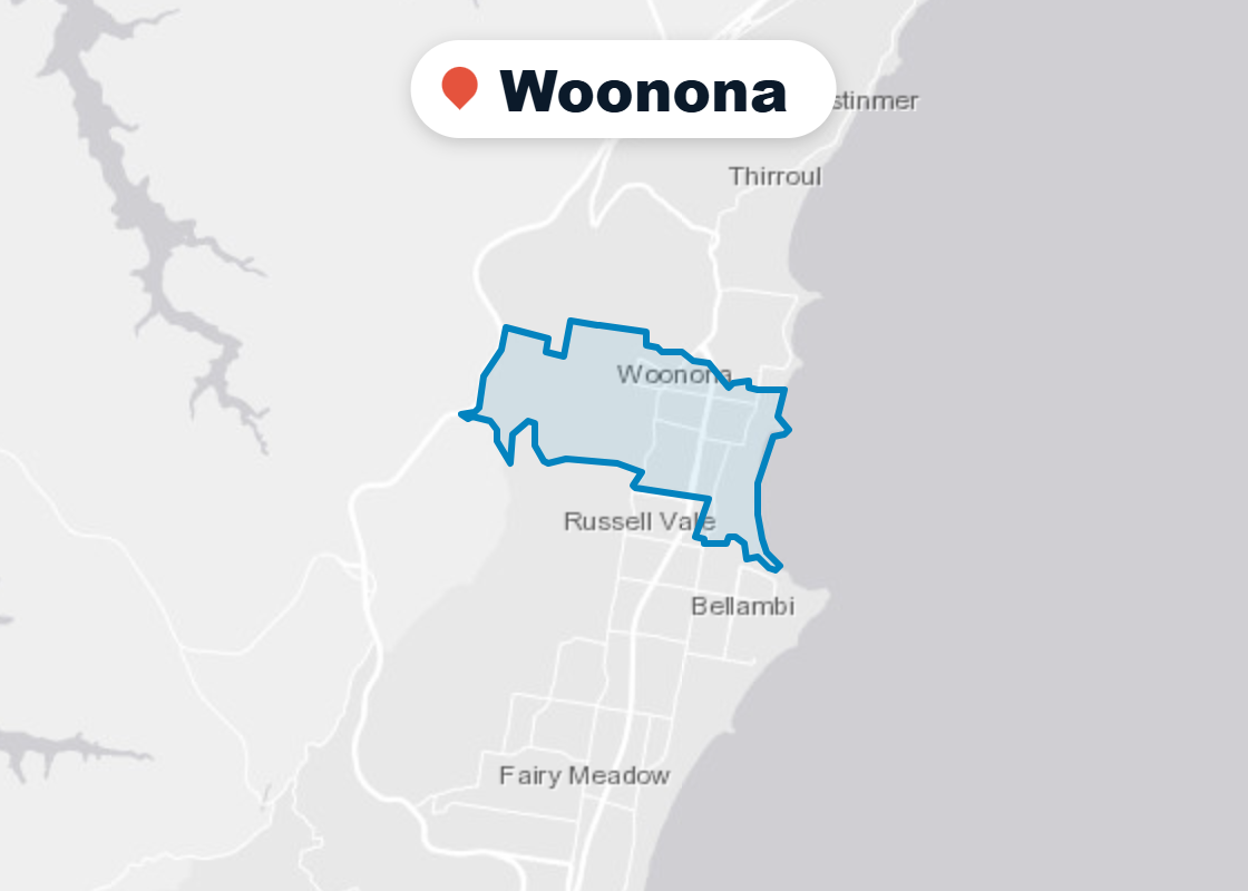 Map of Mr Splash plumbing service area in Woonona