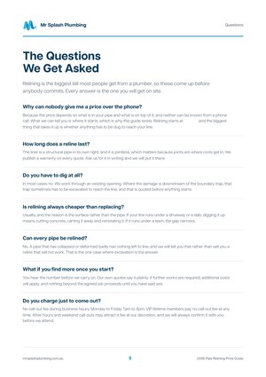 Guide page: why customers keep calling Mr Splash back